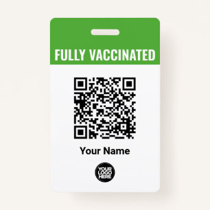 Badge Nom de l'employé personnalisé Logo Vaccination QrC