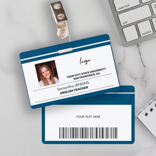 Badge Nom de l'employé personnalisé photo logo texte cod (Créateur téléchargé)
