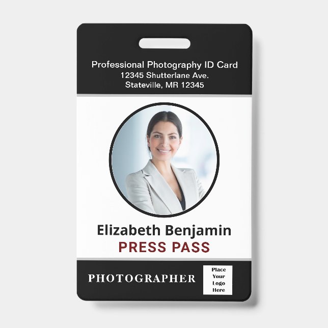 Badge Nom de l'employé Photo Logo Passeport Press Person (Avant)