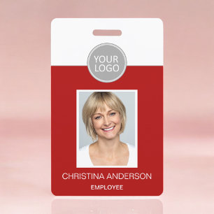 Badge Nom de l'employé rouge Logo Photo Travail d'entrep