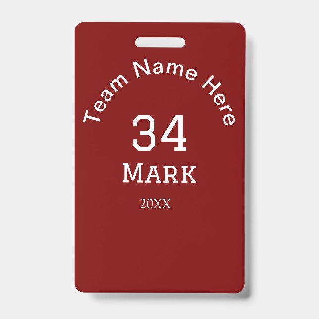 Badge nom de l'équipe ajouter nom du joueur date sports  (Avant)