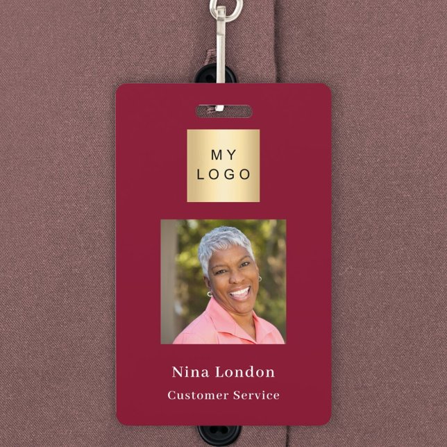 Badge nom de photo Bourgogne code QR logo d'entreprise (Créateur téléchargé)