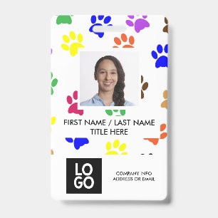 Badge Nom de photo d'employé personnalisé Paws Animal