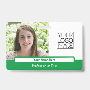 Badge Nom de photo professionnel avec blocs de couleur v