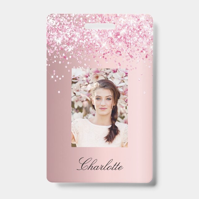 Badge Nom de photo rose blush (Avant)