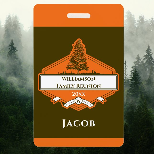 Badge Nom de réunion du logo de l'arbre généalogique per (Custom retro camping badge with family reunion logo – perfect for outdoor gatherings & keepsakes!)