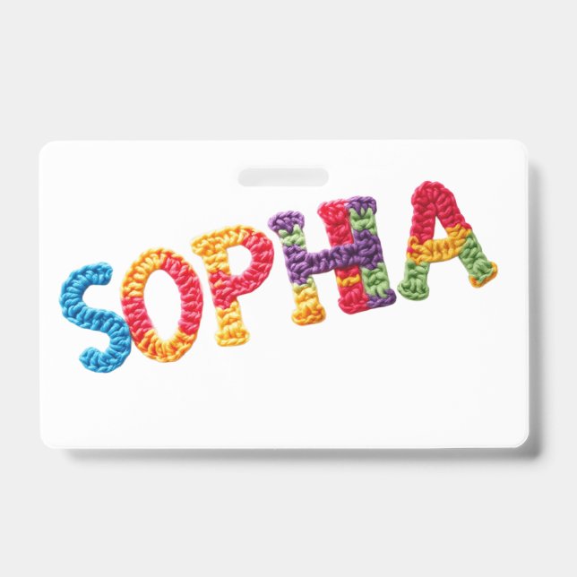 Badge Nom de Sophia dans le Motif Crochet animé (Avant)
