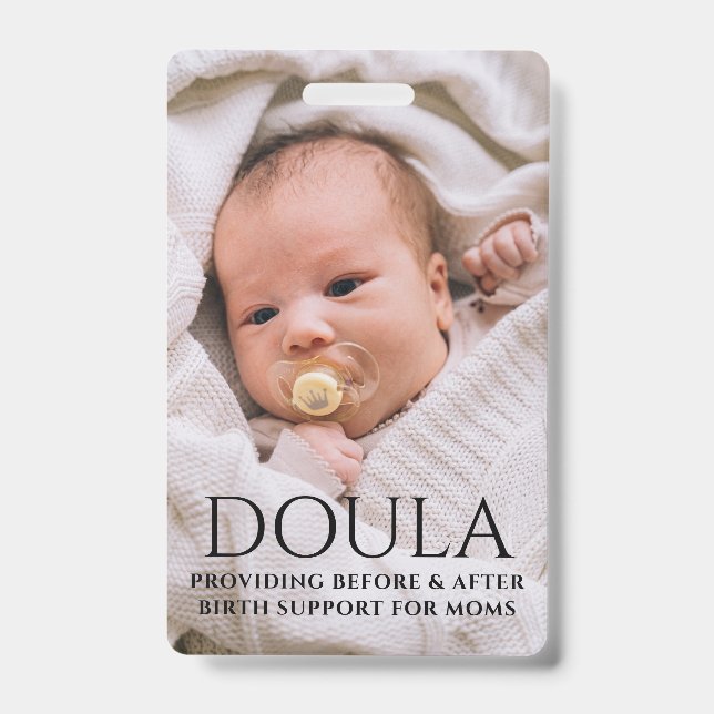 Badge Nom de soutien photo de naissance Doula (Avant)