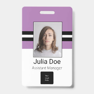 Badge Nom d'employé personnalisé, Photo, Code-barres, Lo