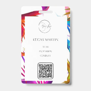 Badge Nom d'employé tropical coloré et désordonné