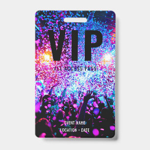 Badge Nom d'événement personnalisé VIP ou accès total à