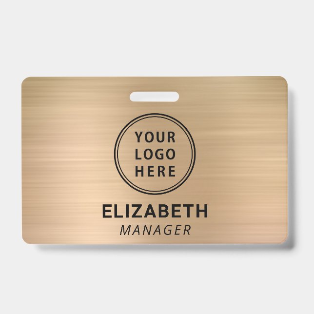 Badge Nom doré du logo de l'entreprise (Avant)