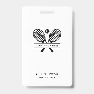 Badge Nom du club de tennis minimaliste ID employé perso