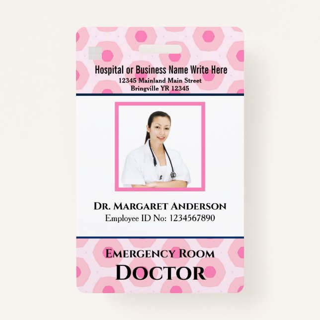 Badge Nom du code de la barre du logo photo de l'employé (Devant)