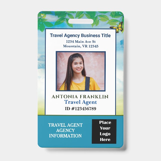 Badge Nom du code de la barre du logo photo de l'employé (Face)