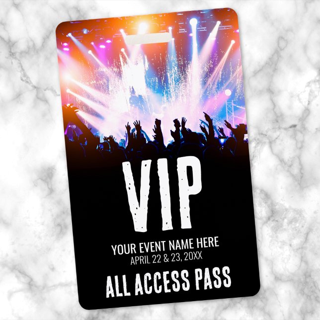 Badge Nom du concert : accès VIP tout compris (Concert Name All Access VIP Badge)
