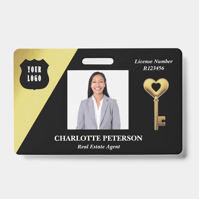 Badge Nom du concessionnaire immobilier Black & Gold (Avant)