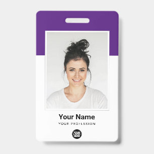 Badge Nom du logo de l'employé grand photo violet