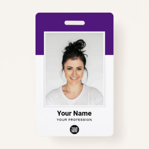 Badge Nom du logo de l'employé grand photo violet