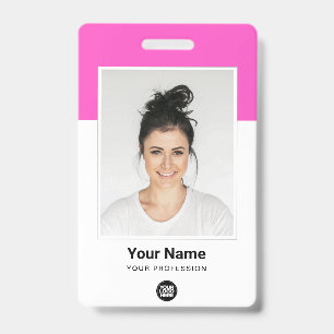 Badge Nom du logo de l'employé rose personnalisé - gra