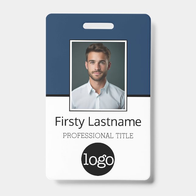 Badge Nom du logo photo de l'employé personnalisé - Même (Avant)