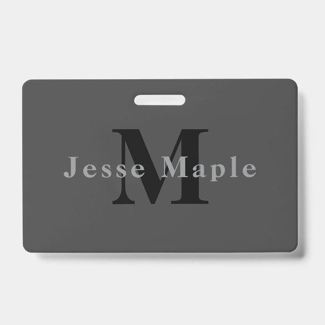 Badge Nom et monogramme | Gris foncé (Avant)