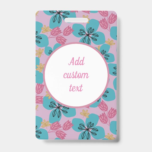 Badge Nom floral rose personnalisé mère (Avant)