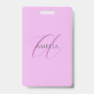 Badge Nom Monogramme Lettre initiale Orchid & Lilac