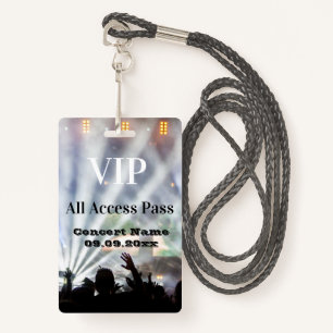 Badge Nom personnalisé Date VIP Concert Access Pass