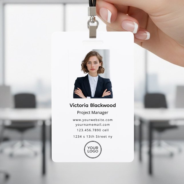 Badge Nom personnalisé de l'employé et logo photo (Créateur téléchargé)