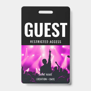 Badge Nom personnalisé de l'invité Pass All Access Conce