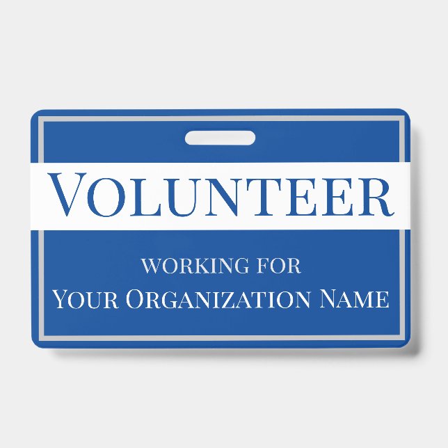 Badge Nom personnalisé de l'organisation bénévole bleu e (Avant)