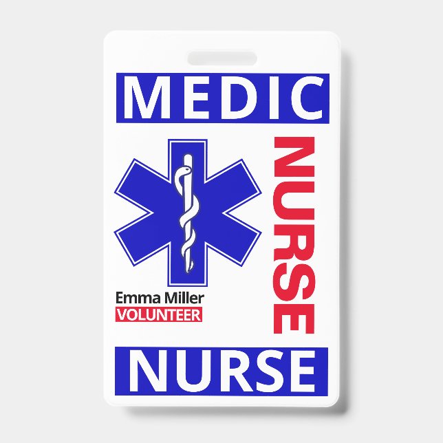 Badge Nom personnalisé du médecin Médicale bleu Employé (Avant)