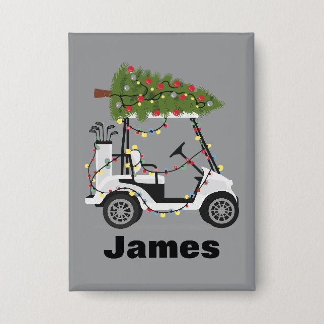Badge Nom personnalisé golfeur Noël chariot de golf Xmas (Recto)