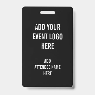 Badge Nom Personnalisé Logo Noir Blanc Événement