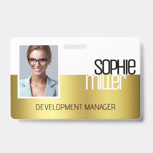 Badge Nom personnalisé Luxe Golden Gradient tendance (Avant)