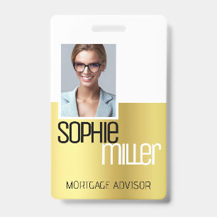 Badge Nom personnalisé Luxe Golden Ombre élégant