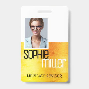 Badge Nom personnalisé ombré jaune orange chic