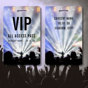 Badge Nom personnalisé Pass VIP Accès Illimité Concert