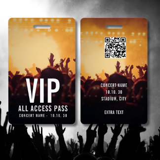 Badge Nom personnalisé Pass VIP Accès illimité Concert