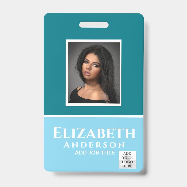 Badge Nom photo couleur de l'employé QR numérisation cod (Avant)