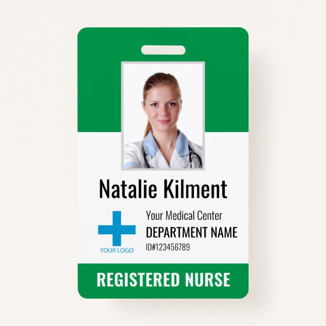 Badge Nom photo de l'employé de l'hôpital Logo Vert et b (Devant)