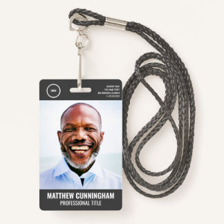 Badge Nom photo de l'employé moderne Code à barres Logo 