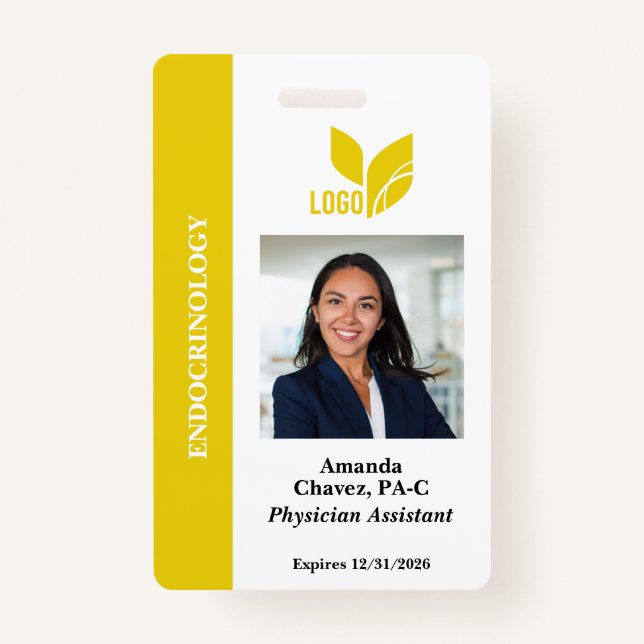 Badge Nom photo de l'ID employé personnalisé jaune (Devant)