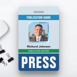 Badge Nom Photo Journaliste Reporter Presse Carte d'iden