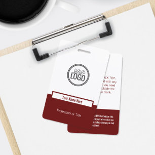 Badge Nom professionnel en bloc de couleur bordeaux pers