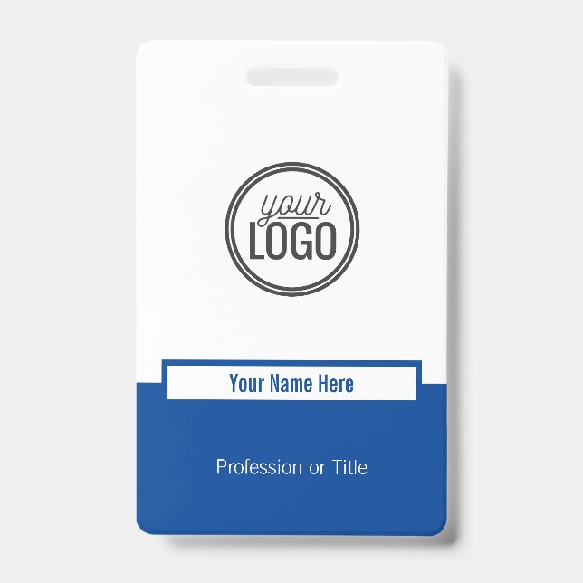 Badge Nom professionnel personnalisé bloc de couleur ble (Avant)