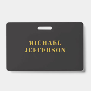 Badge Nom propre minimaliste moderne noir et or