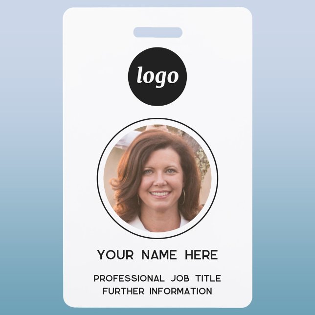 Badge Nom simple d'ID photo (Logo photo and custom text business id nametag)