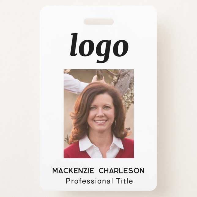 Badge Nom simple d'ID photo (Simple logo with custom text business professional photo name tag or badge)